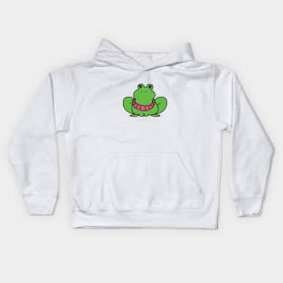 Super Cute Frog with a Big Pearl Necklace Kids Hoodie